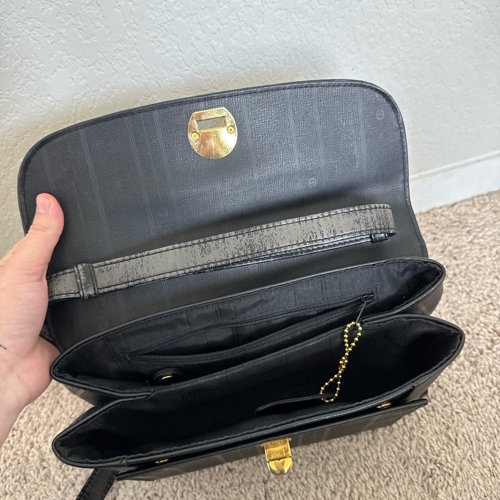Etienne Aigner Leather Purse - Black with Gold Hardware - Picture 12 of 16